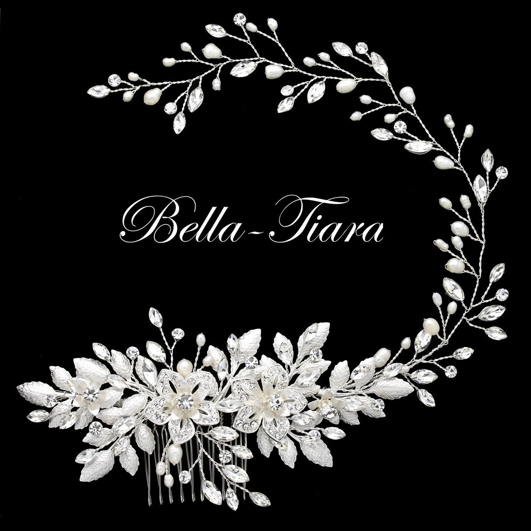 Wedding Pearl Crystal Headpiece, Bridal Hair Comb, Crystal Wedding Hair