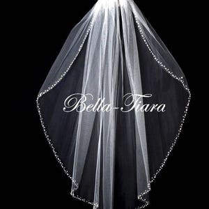 wedding veil, cathedral pearl crystal trim veil, crystal and pearl veil, beaded edge wedding veil, pearl wedding - FREE BLUSHER