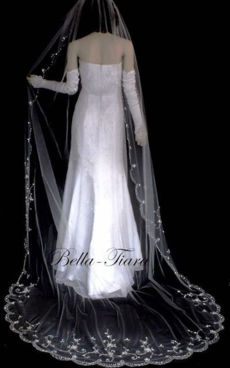 cathedral veil cathedral wedding veil royal wedding veil chapel length veil beaded cathedral veil cathedral crystal veil
