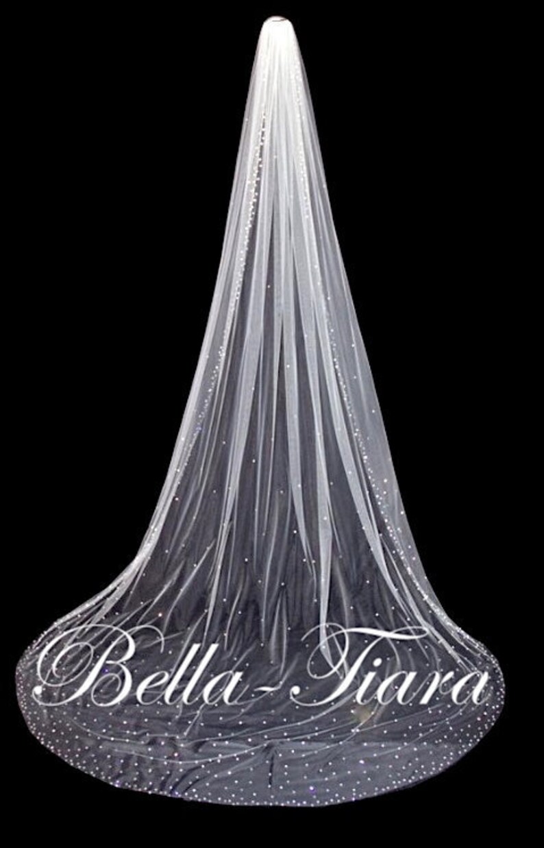 144 Long Crystal Veil Cathedral Wedding Veil Royal Etsy