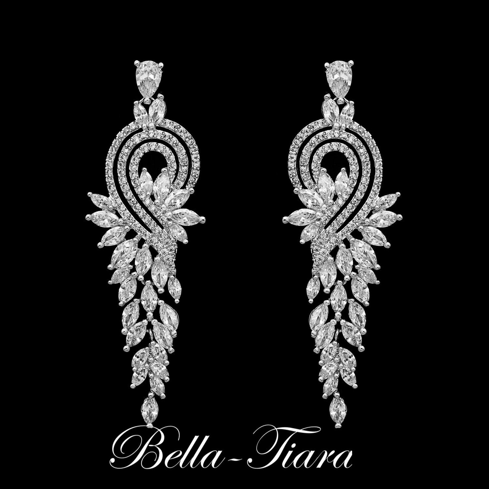 Bridal Drop Earrings Crystal Drop Earrings Wedding Long Etsy