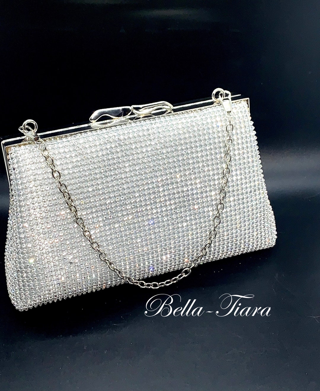 Silver Crystal Clutch Purse Rhinestone Crystal Purse Crystal Etsy