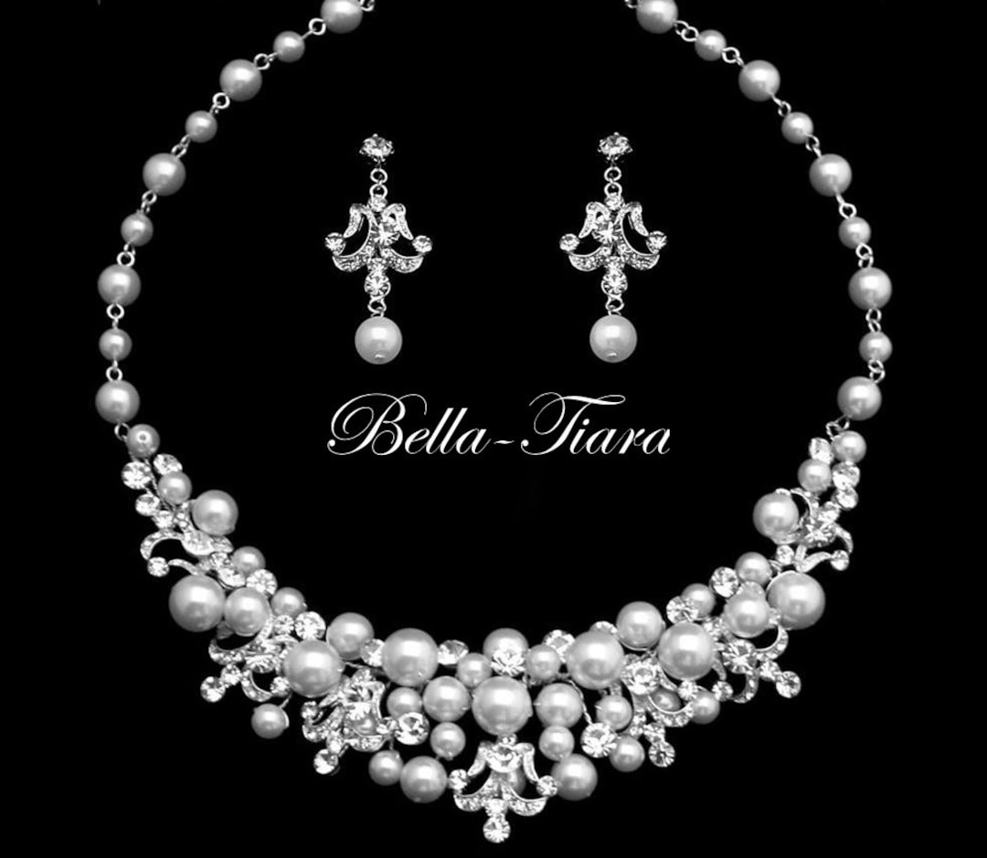 Wedding Necklace Set, Bridal Pearl Necklace, Bridal Necklace Set