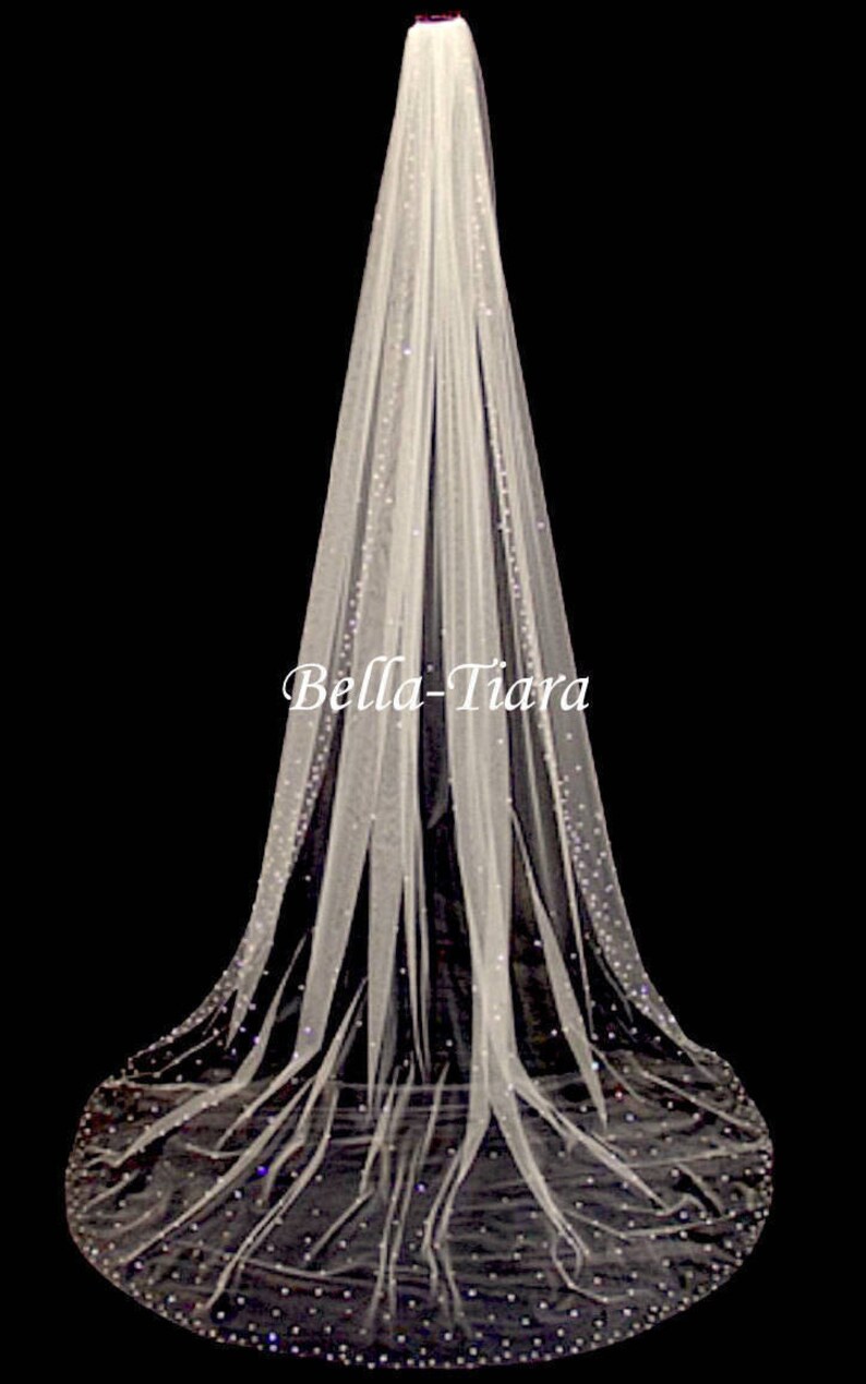 144 Long Crystal Veil Cathedral Wedding Veil Royal Etsy