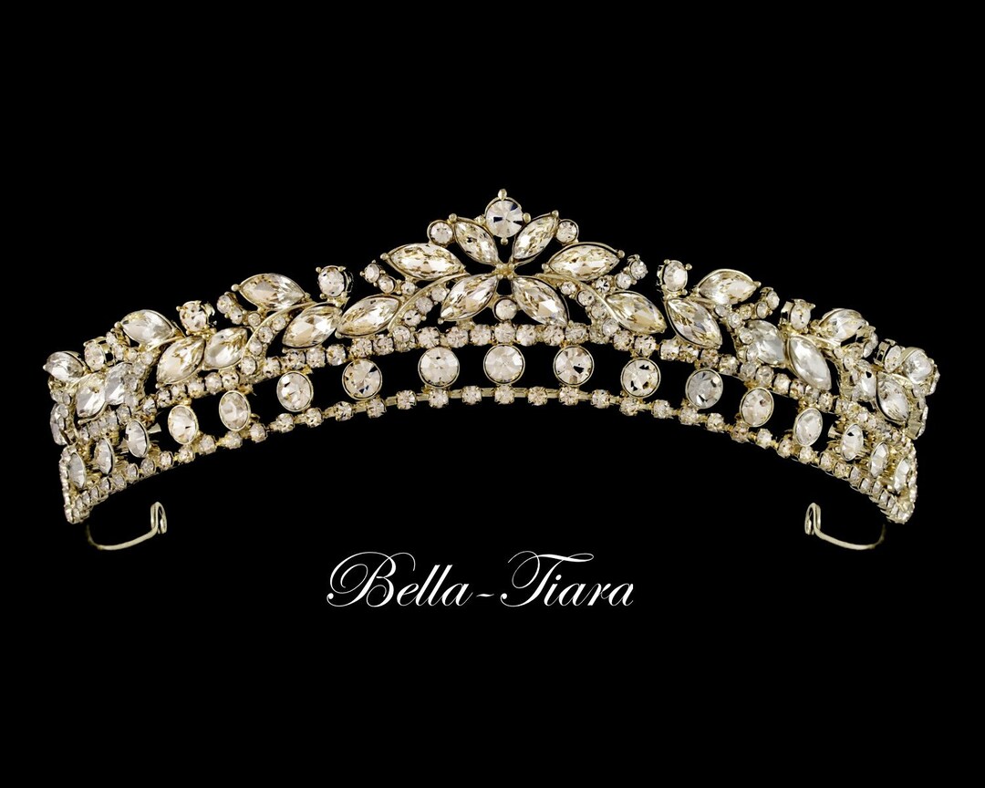 Gold Royal Crystal Wedding Tiara Gold Bridal Tiara Swarovski Etsy