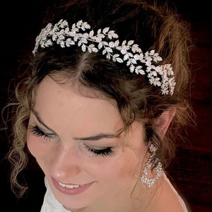 wedding headband, bridal silver headband, crystal wedding headband,wedding headpiece, vine headpiece