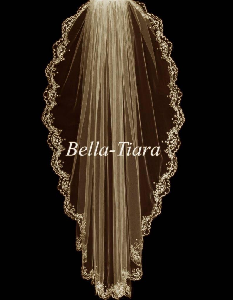 Champagne Gold Wedding Veil Gold Edge Beaded Veil Gold Etsy Canada