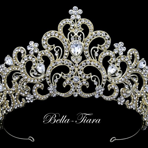 Gold Royal Crystal Wedding Tiara Gold Bridal Tiara Swarovski Etsy