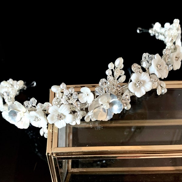 fresh flower headpiece communion