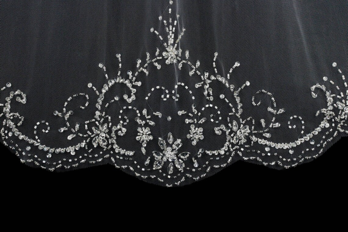 Crystal Beaded Edge Wedding Veil Wedding Veil Bridal Veil Etsy
