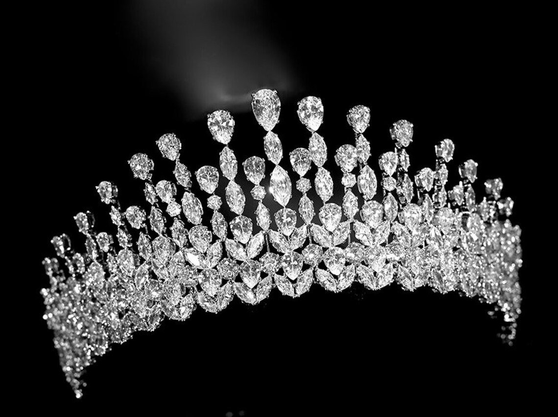 Crystal Tiara Silver Statement Wedding Tiara Bridal Crown Etsy