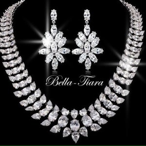 Glamorous statement crystal necklace, crystal bridal necklace set, statement necklace set, bridal necklace, FREE BRACELET