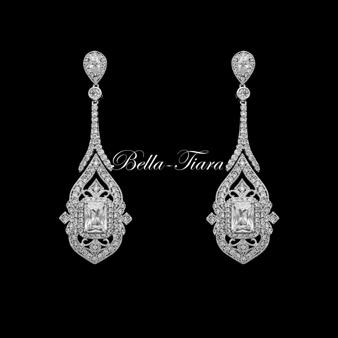 Crystal Drop Earrings Bridal Vintage Earrings Swarovski Etsy