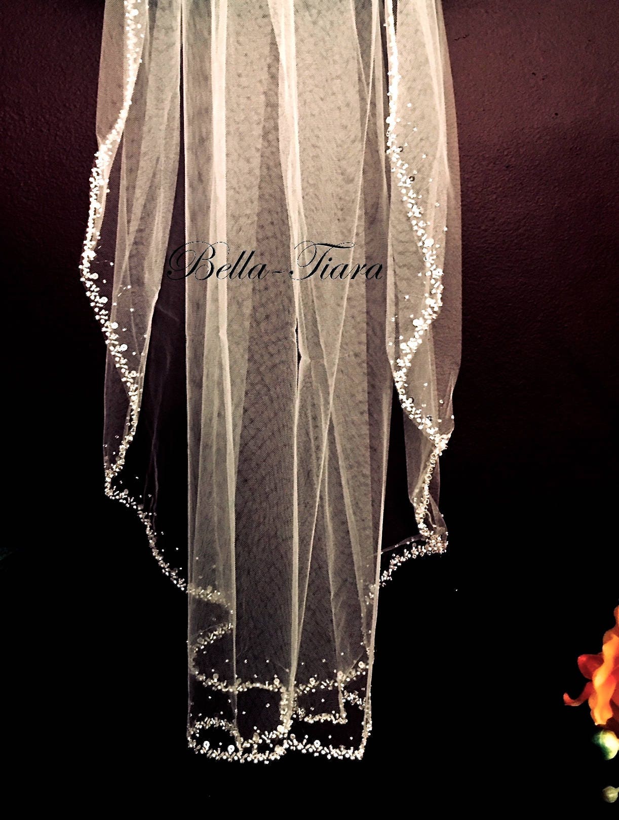 Cathedral Wedding Veil with Wide Beaded Pearl Edge CF281