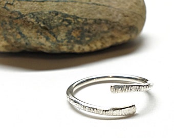 Hammered minimalist wrap ring for her size 9 US, Sterling silver thumb rings for women, Simple contemporary jewelry