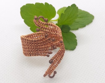 Copper statement rings for women. Contemporary wire wrapped jewelry. Gift for her