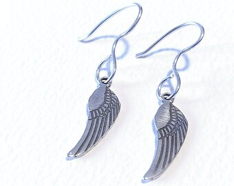 Sterling silver angel wing earrings for women. Dangle earrings. Silver Charm Earrings. Silver jewelry