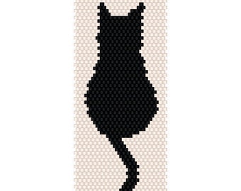 Brick stitch pattern. Cat bracelet. Downloadable beading pattern for a brick stitch bracelet with black cats. Beading tutorial