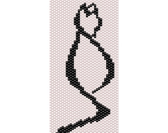 Bracelet peyotl chat noir. Patron PDF téléchargeable.