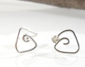 Tiny stud earrings, triangle stud earrings, sterling silver earrings, triangle studs unisex earrings, sterling silver jewelry