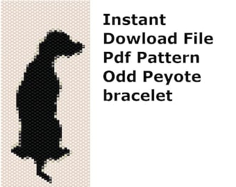 Odd Peyote bracelet pattern. Black dog beading pattern. Delica bracelet pattern. Peyote beading pattern