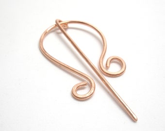 Copper celtic shawl pin. Handmade copper shawl pins. Copper wire scarf pin. Simple cloak pin. Copper jewelry