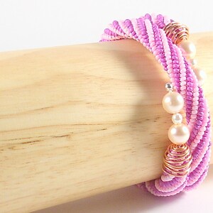 Seed bead bracelet. Beaded bracelet. Hot pink bracelet. Beaded jewelry. Woman bangle. Boho jewelry image 3