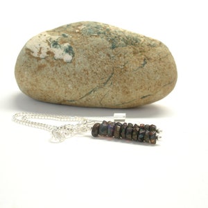 Pull through earrings. Black opal threader earrings. Gemstone dangle earrings. Thread through earrings. Chain threader earrings
