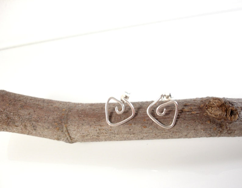 Triangle studs Unisex earrings Triangle stud earrings Contemporary jewelry Silver jewelry Sterling silver earrings Tiny stud earrings
