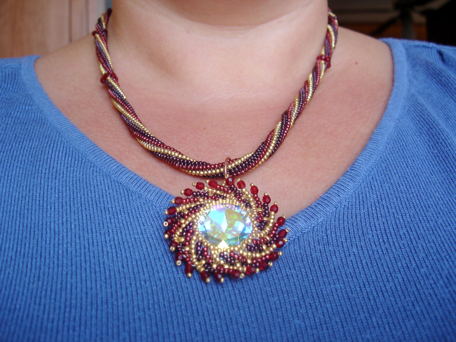 Beaded Necklace. Statement Jewelry. Beaded Bib Necklace With Etsy