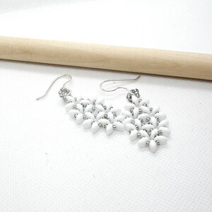 White earrings. Beaded earrings. Dangle earrings for women image 5