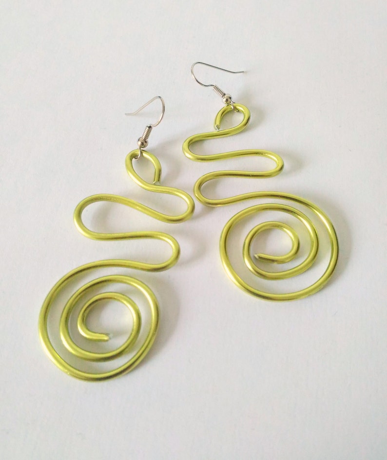 Gift for her Aluminium jewelry Green earrings Dangle earrings Long earrings Aluminium earrings Contemporary jewelry