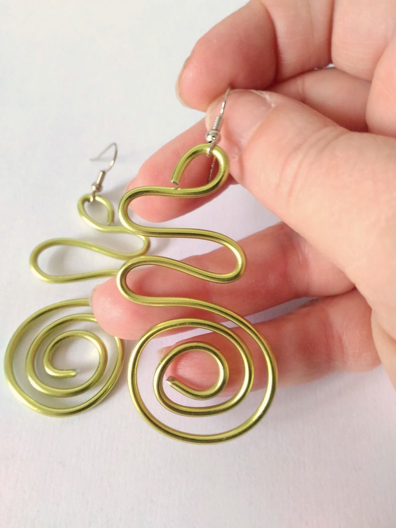 Gift for her Aluminium jewelry Green earrings Dangle earrings Long earrings Aluminium earrings Contemporary jewelry