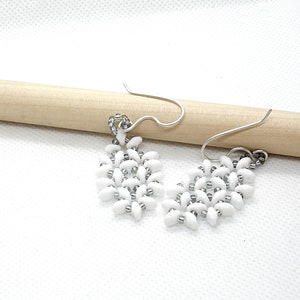 White earrings. Beaded earrings. Dangle earrings for women image 4