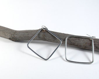 Sterling silver earrings. Silver jewelry. Geometric handmade earrings. Dangle earrings. Contemporary jewelry Woman earrings
