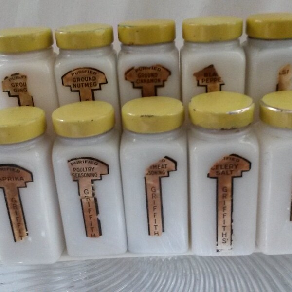 Milk Glass Griffiths Spice Rack, 1940's