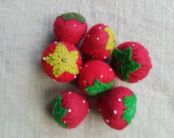 Felt Strawberries play food