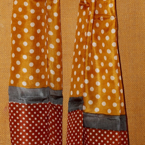 Polka Dots / longue soie foulard/écharpe/jaune écharpe de soie / Zandana /Hijab / Rectangle écharpe Boa/capot/Hip /Bandana/ écharpe/Infinity/silencieux/châle