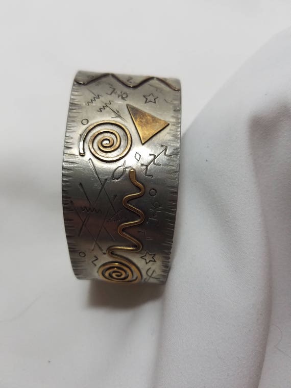 Metal, pewter bracelet or cuff, handmade one of a… - image 2