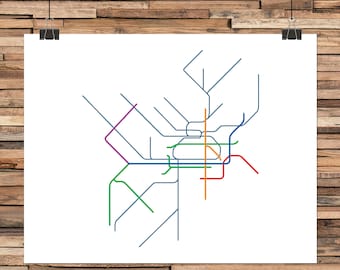 Philadelphia SEPTA Map | Pennsylvania Subway Map | Philly Map | Metro | Train | Rail | Line Art
