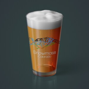 Snowmass Pint Glass | Ski Drinkware | Snowmass Colorado | Beer Glass | Ski Gift | Snowboard | Mountain Barware | Co Drinking Glass