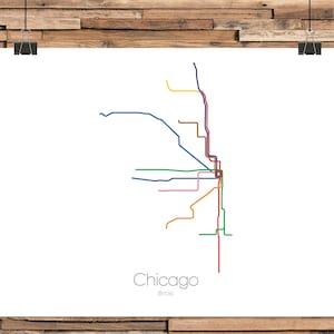 Chicago Metro kaart | L spoor kaart | Horizontaal | Metro kaart | Chicago loop | Chicago trein | Illinois kaart | Chicago Illinois | Chicago L