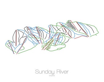 Sunday River Mountain Map Sunday River Map Maine Me Ski Snowboard Trail Map Art | Etsy Uk