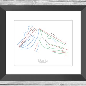 Liberty Pennsylvania Karte Pa Ski Snowboard --- Print, Poster, Bild --- Rahmen, Geschenk --- Resort, Berg, Schnee, Winter