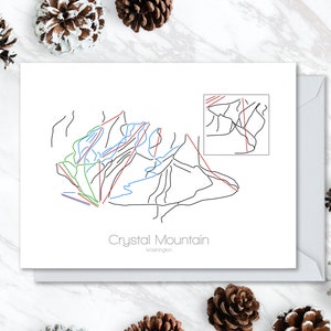 Montanha de cristal de <br> Entrega Rápida? Cartão de esqui | Snowboard Cartão Comemorativo | Washington | Aniversário | Feriado | Natal | Casamento | Obrigado | Cartão postal