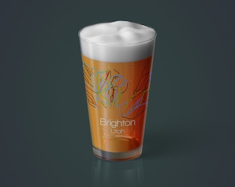 Brighton Pint Glass / Ski Drinkware / Brighton Utah / Beer Glass / Ski Gift / Snowboard / Mountain Barware / Ut Drinking Glass