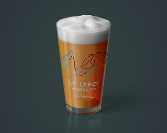 Mt. Baker Pint Glass | Ski Drinkware | Mt. Baker Washington | Beer Glass | Ski Gift | Snowboard | Mountain Barware | Wa Drinking Glass