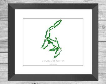 Pinehurst No. 2 Golf Map | Pga | Augusta Golf Course | Golf Wall Art | Golf Gift | Golf Present | North Carolina Golf