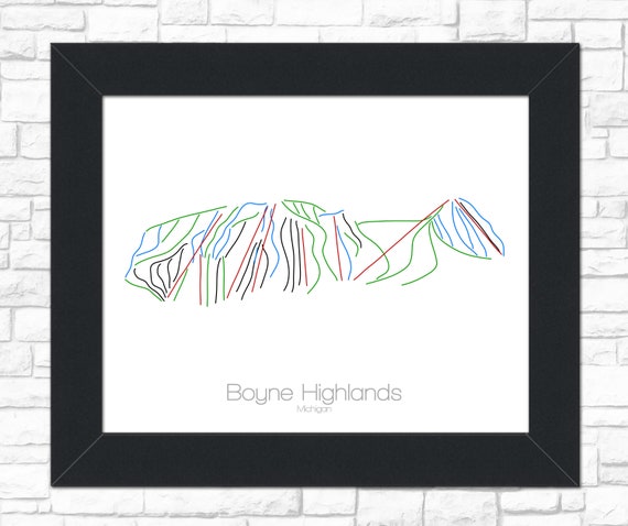 Boyne Highlands Trail Map Boyne Highlands Map Michigan Mi Ski Snowboard Trail Map Art | Etsy Australia