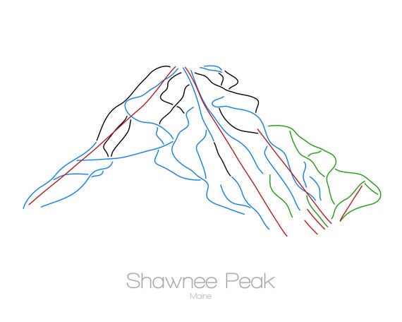 Shawnee Peak Trail Map Shawnee Peak Ski Map Trail Map Maine Modern Wall Art | Etsy Australia